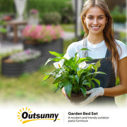 Two Tier Galvanised Steel Garden Planter Dark Grey by Outsunny