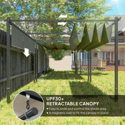 Grey 3 x 4m Metal Pergola with Retractable Canopy and UPF30+ Roller Shade by Outsunny
