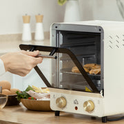 15L Electric Mini Oven with Grill and Adjustable Timer Ideal for Small Kitchens Cream White