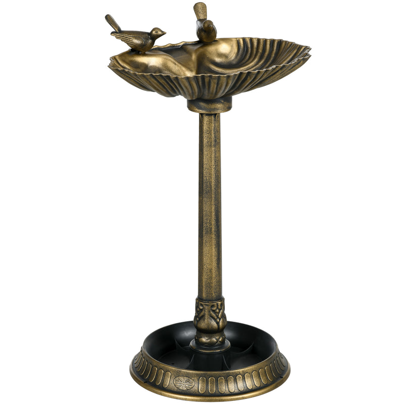 81cm Tall Vintage Style Bird Bath with Decorative Birds and Planter Base Bronze by Outsunny