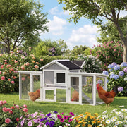 Wooden Chicken Coop with Secure Run and Easy Clean Tray for Small Gardens Grey PawHut