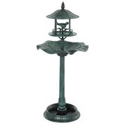 Outsunny 3-in-1 Garden Bird Bath, Freestanding Birdbath with Large Water Basin, Underneath Flower Planter, Φ50 x 113 cm, Green AOSOM