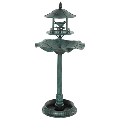 Outsunny 3-in-1 Garden Bird Bath, Freestanding Birdbath with Large Water Basin, Underneath Flower Planter, Φ50 x 113 cm, Green AOSOM