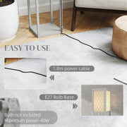 Grey and White Three Shelf Floor Lamp with Fabric Shade for Living Rooms by HOMCOM