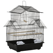 Metal Bird Cage With Swing Perch Tray And Handle For Finches And Budgies, Black