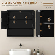 Wall Mounted Bathroom Cabinet With Adjustable Shelves For Compact Storage Black AOSOM
