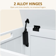 Wooden Toy Storage Chest With Safety Hinges and Cut Out Handles For Living Room, White