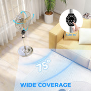 Silver 18 Inch Metal Pedestal Fan with Oscillation and Adjustable Height