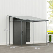 Wall Mounted Metal Pergola for Sheltered Outdoor Dining and Relaxing, Light Grey Outsunny
