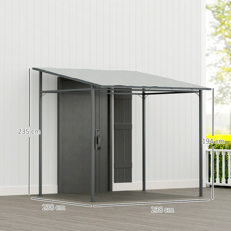 Wall Mounted Metal Pergola for Sheltered Outdoor Dining and Relaxing, Light Grey Outsunny