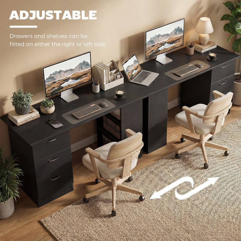 Computer Desk With Storage Shelves And Drawers Ideal For Home Office Use Black AOSOM
