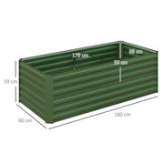 Green Galvanised Steel Raised Garden Bed With Reinforced Frame For Outdoor Planting