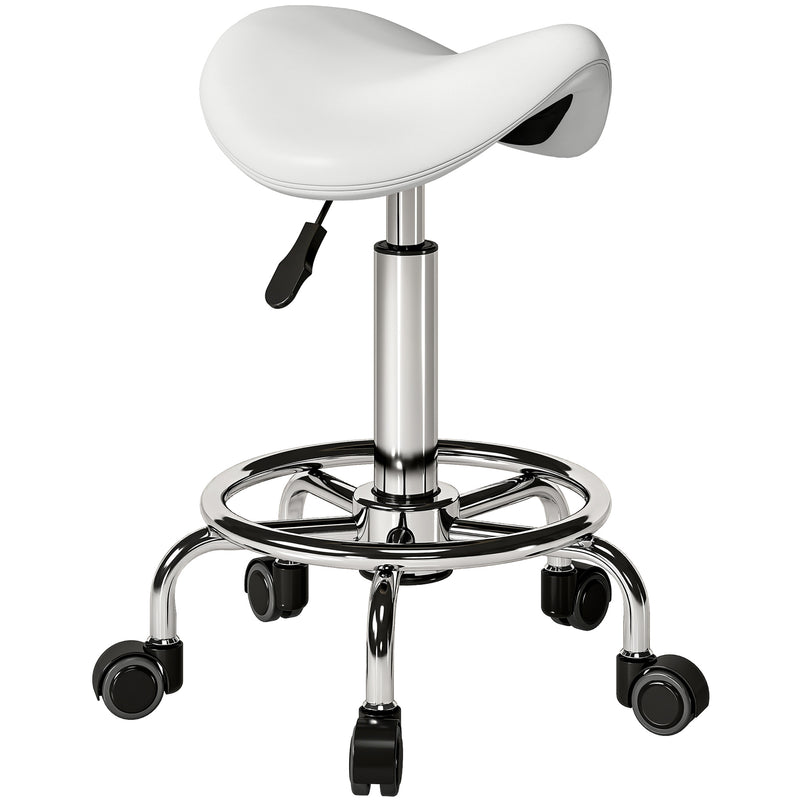 Saddle Stool with Ergonomic Posture Support and Adjustable Height for Home or Office White AOSOM