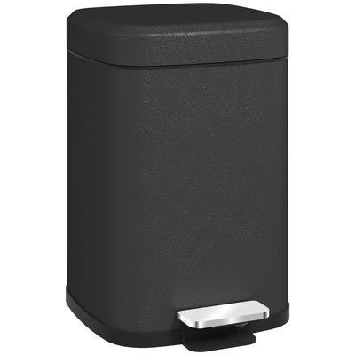 Black 12L Metal Kitchen Bin with Modern Boxy Design by HOMCOM