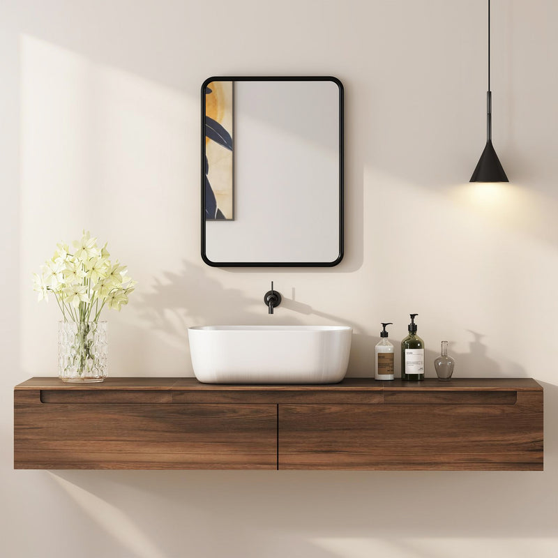 Rectangular Wall Mirror With HD Glass For Bedroom Or Hallway Decoration Black