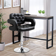 Adjustable Swivel Bar Stool with Backrest Armrests and Footrest for Kitchen Counter Black