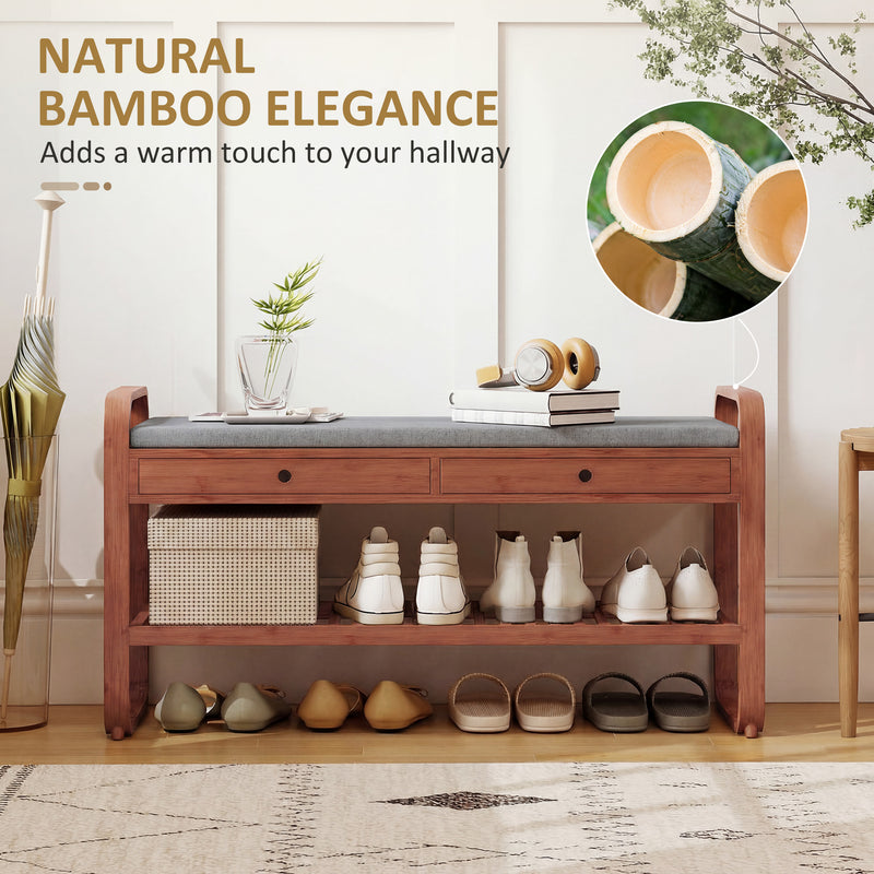 Shoe Storage Bench with Drawers and Cushioned Seat for Hallway Organisation Dark Brown