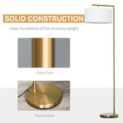 Modern Gold Floor Lamp With White Linen Shade For Living Room Bedroom Or Dining Room