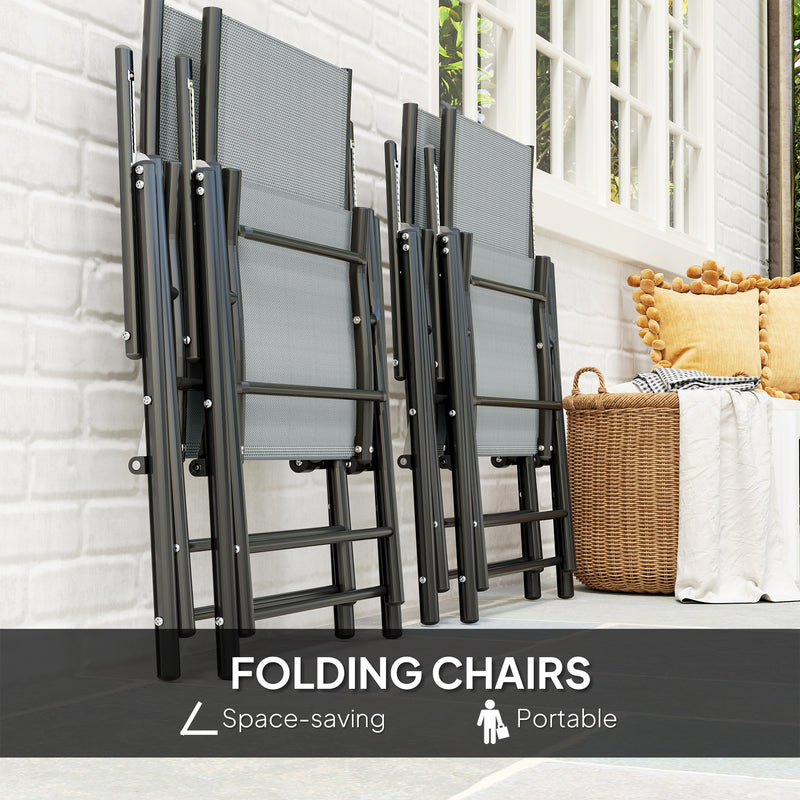 Five Piece Steel Frame Patio Set with Table and Chairs Grey and Black by Outsunny