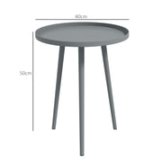 Outsunny Round Garden Coffee Table, Outdoor Side Table with Rounded Steel Edge, Ø40 x 50H cm, Grey AOSOM