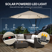 Garden Cantilever Parasol with Solar LED Lights for Evening Patio Shade Cream White Outsunny