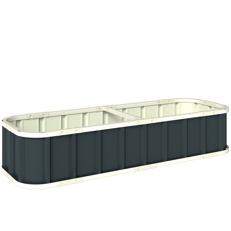 Raised Garden Bed for Easy and Safe Home Planting with Tool-Free Assembly, Dark Grey Outsunny