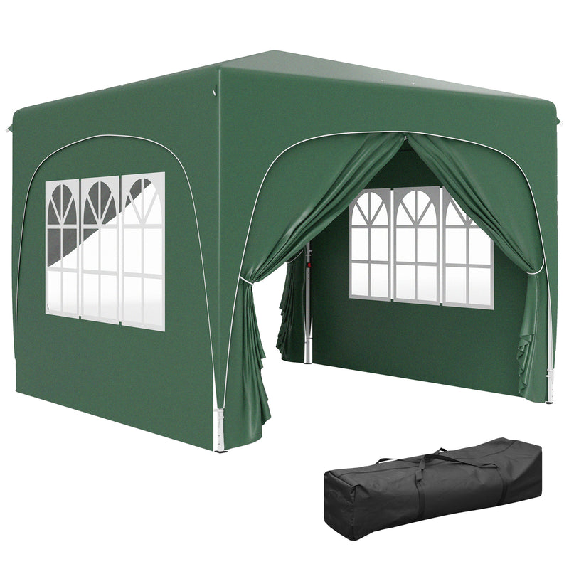 Dark Green 3x3 Pop Up Gazebo Shelter With Sides UPF50+ by Outsunny