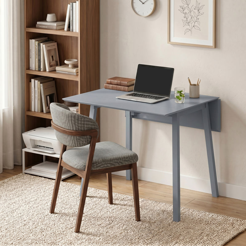 Folding Drop Leaf Dining Table for Small Kitchens Seats 4 Space Saving Pine Wood Grey
