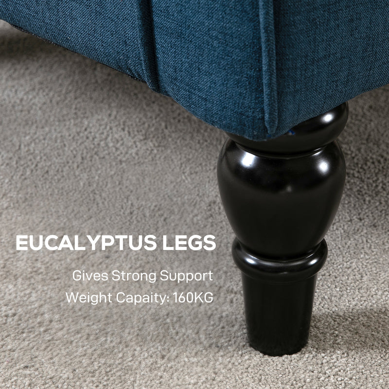 Retro Wingback Accent Chair with Button Tufted Upholstery for Living Room Comfort Blue