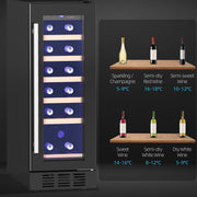 Black 19 Bottle Wine Fridge with Wooden Rack and Adjustable Temperature by HOMCOM