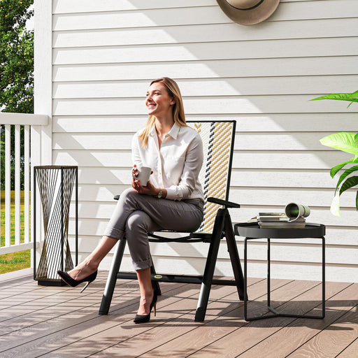 Orange Rattan Reclining Garden Chairs with Adjustable Backrest and Cushions by Outsunny