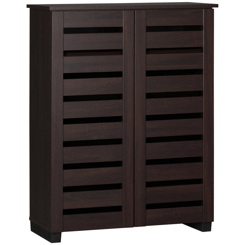 Dark Brown 5 Tier Narrow Shoe Cabinet with Adjustable Shelves for Hallway Storage by HOMCOM