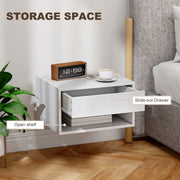 Floating Bedside Tables Set of 2 with Drawer and Shelf for Space Saving Bedroom Storage White AOSOM