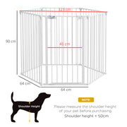 Foldable 6 Panel Dog Playpen with Door Ideal for Indoor or Outdoor Use White