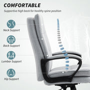 Double Padded Office Chair With Linen Look Fabric For Home Or Work Setup Light Grey
