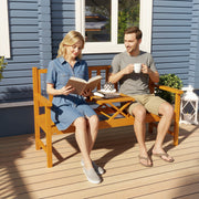 Outsunny Wooden Bench with Liftable Middle Table, Outdoor Bench, Patio Loveseat for Porch, Garden, Seats 2-3 People AOSOM