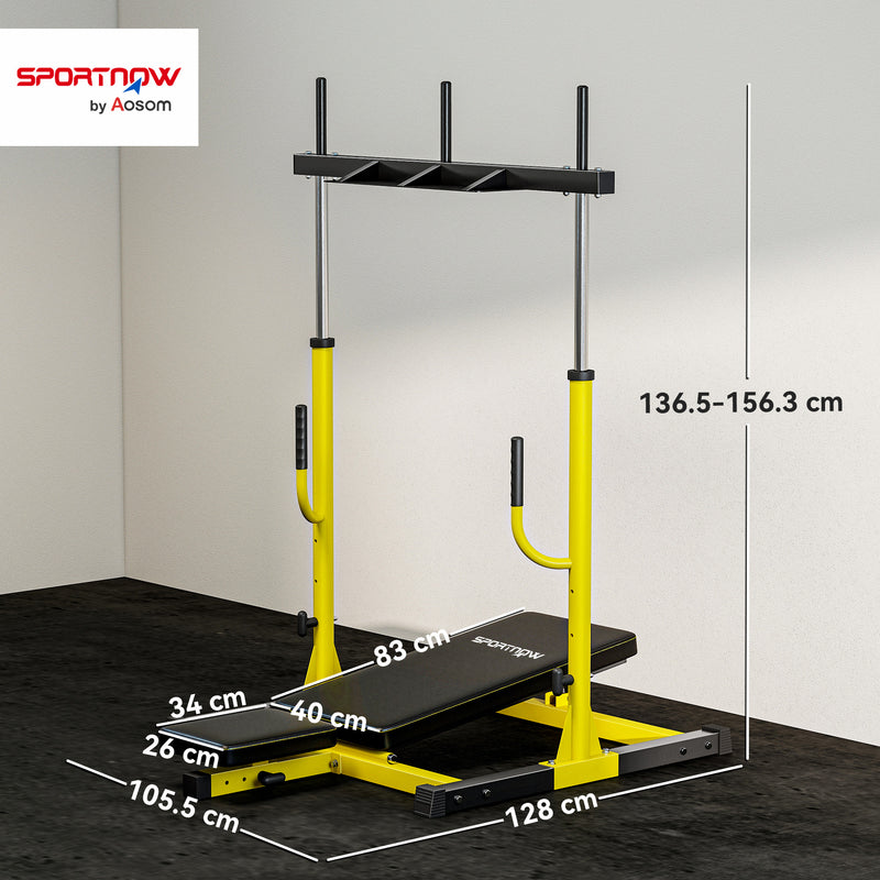 Vertical Leg Press Machine with Adjustable Positions for Strength Training Yellow AOSOM