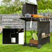 4 Plus 1 Burner Gas BBQ Grill with Thermometer Side Table and Wheels for Outdoor Cooking by Outsunny