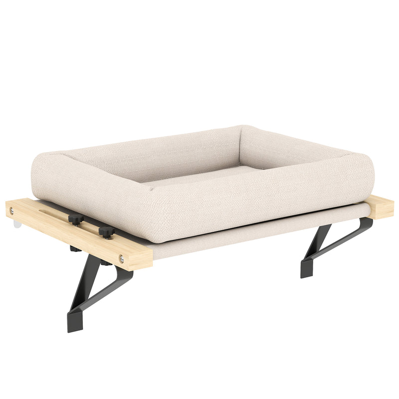 Adjustable Cat Radiator Hammock Bed With Washable Cushion For Indoor Use Cream White