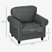 Mid Century Accent Armchair with Pocket Sprung Seat for Living Room Comfort Charcoal Grey