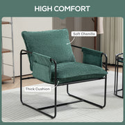 Green Minimalist Padded Accent Chair with Side Pockets by HOMCOM