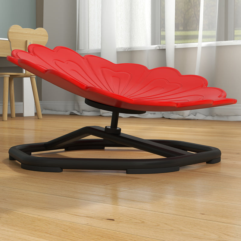 Flower Shaped Sensory Spinning Chair with Non Slip Base for Balance and Coordination Red AOSOM