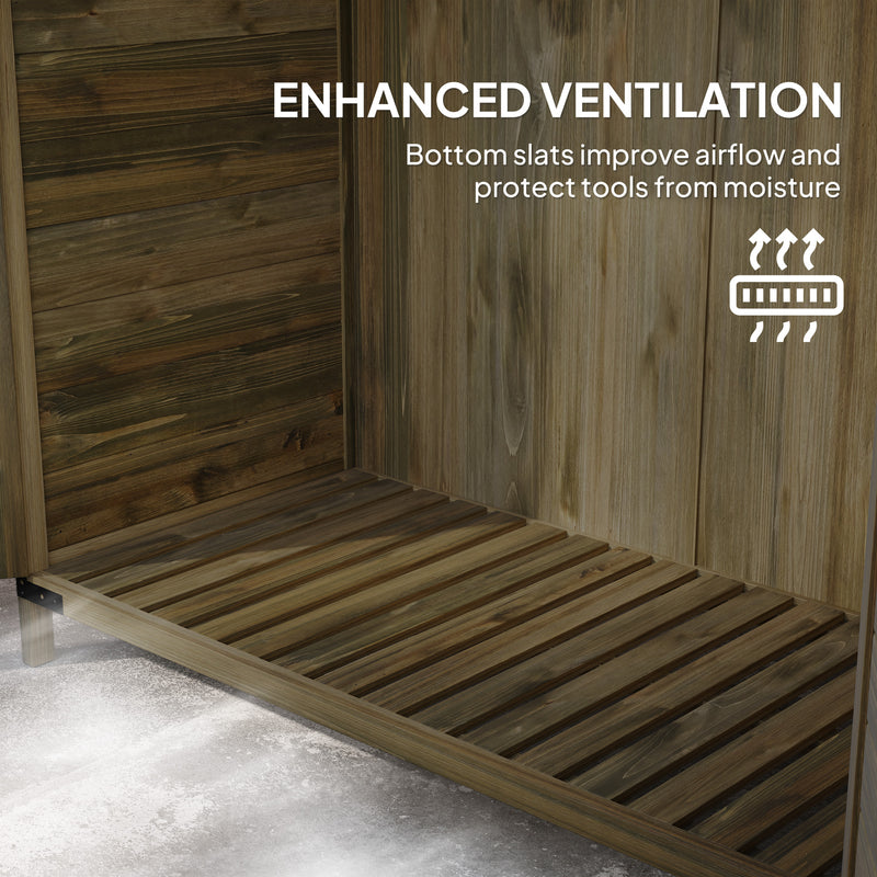 Two Tier Wooden Garden Shed 59 x 103.5 cm Green Weather Resistant by Outsunny