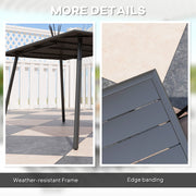 Black Steel 6 Seater Rectangular Garden Table With Slatted Top by Outsunny