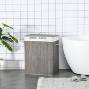 Grey 100L Collapsible Laundry Basket With Lid And Removable Lining For Dirty Clothes