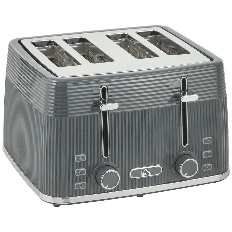4 Slice Toaster with Dual Controls for Easy Family Breakfasts Grey AOSOM