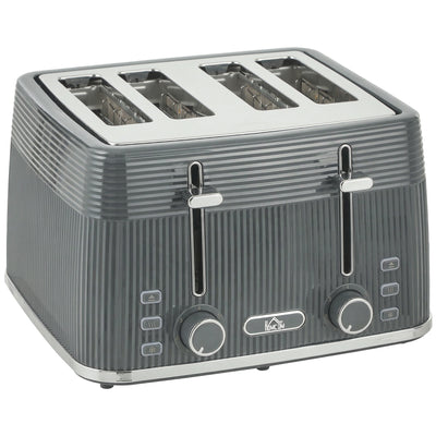 4 Slice Toaster with Dual Controls for Easy Family Breakfasts Grey AOSOM