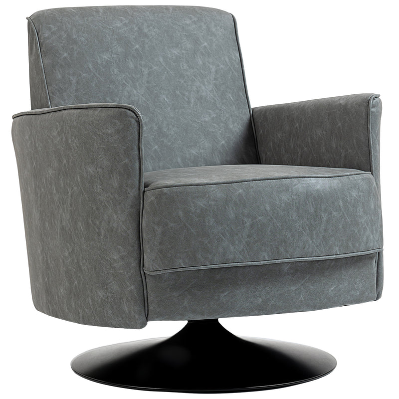 Swivel Accent Chair With Thick Upholstered Padding For Living Room Comfort Grey