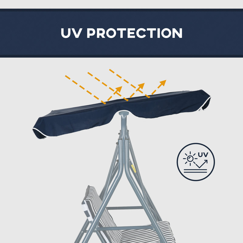 Blue 3 Seater Garden Swing Chair with Adjustable Canopy and Cushions for Outdoor Relaxing