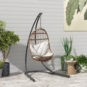 Black Heavy Duty Hanging Egg Chair Stand with Extra Large Base 150kg Capacity by Outsunny